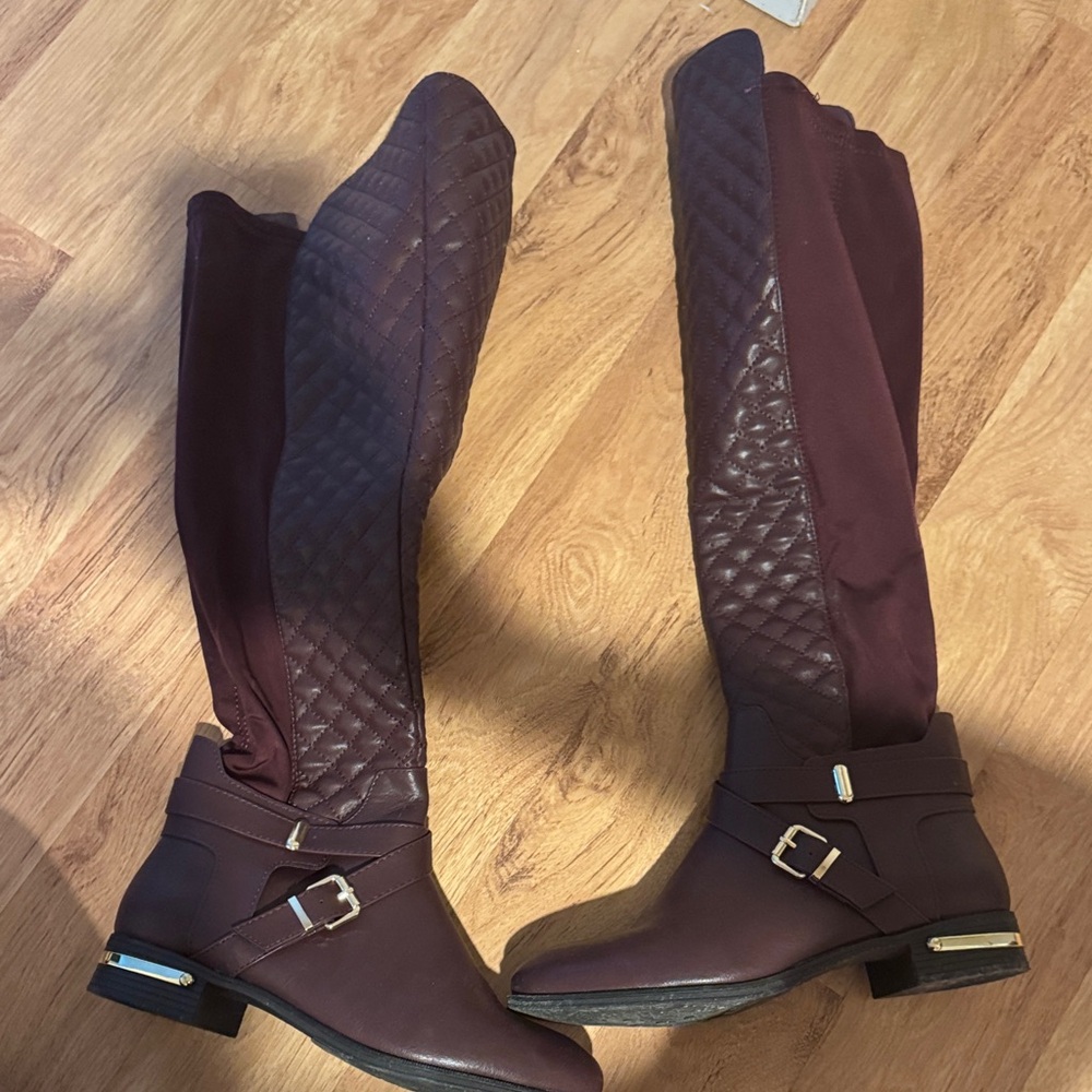 Elegant Quilted Knee-High Boots - Brown